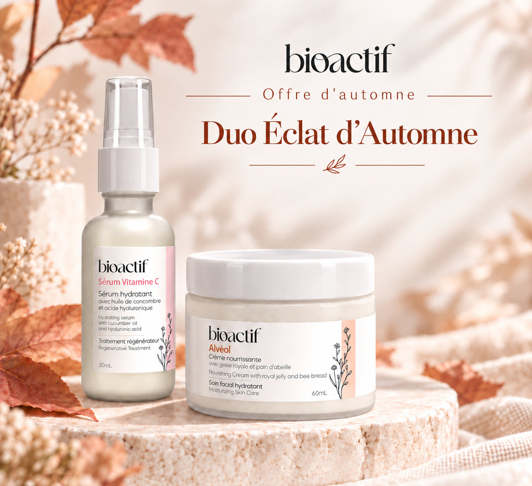 Duo Éclat d’Automne Bio-Actif avec Sérum Vitamine C 30 ml et Crème Alvéol 60 ml